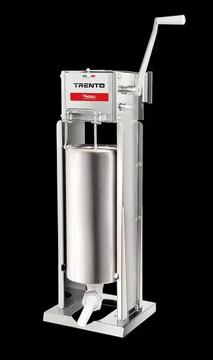 Trento Stainless Steel Manual Sausage Stuffer with 33lb / 15kg Capacity – 2-Speed Vertical and Horizontal Gear Drive