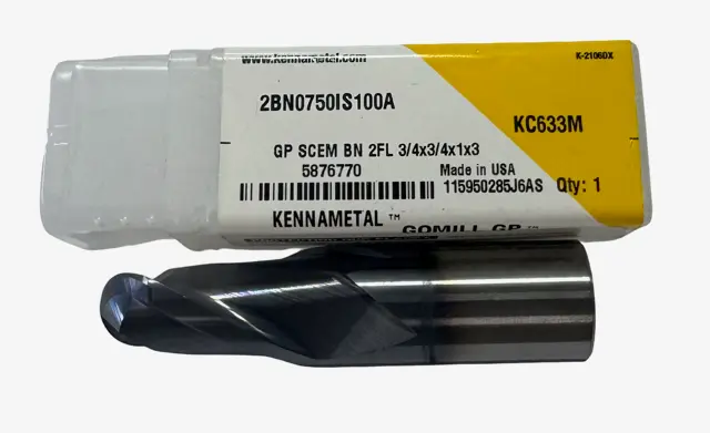 Kennametal 3/4" Carbide Ball End Mill 2 Flute TiAlN Coated USA Made