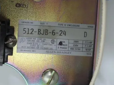 Square D 512-BJB-6-24 Combination Dual Motor Starter 10Hp 3Ph Size 1