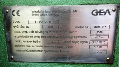 NEW: Westfalia CC 458-63-00 tricanter centrifuge, 316SS.