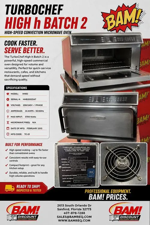 Used TURBOCHEF HHB2 Bakery Equipment Florida US | BAM Discount Restaurant Equipment #1110478