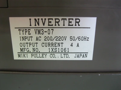 Miki Pulley VM3-07 Inverter (200/220V 50/60Hz) H14