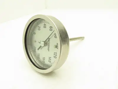 Reotemp AA/04/04/F43 Thermometer 4" Stem 1/4" NPT 3" Back 0-200° F Lot of 6