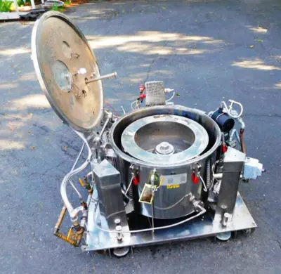 Sanborn 30 x 16 sanitary perforate basket centrifuge, 316L SS.