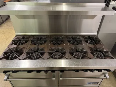 Used US Range Used 60" U.S. Range S-10-2626 Natural Gas 10 Burner Range with 2 Ovens Commercial Ranges Illinois US | Falcon Restaurant Supply #1375333