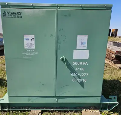 (2016) 500 kVA Pad Mounted Oil Transformer, 4160 pri. volts, 480Y/277 sec. volts