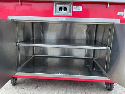 Used ColorPoint Used Color Point 50"x30" Stainless Steel Portable Work Counter With Outlets 120V Food Prep Tables Illinois US | Falcon Restaurant Supply #1376440