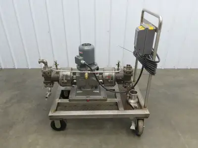 Bran & Lubbe N-J 32 Dual Metering Pump Tri-Clamp Sanitary Cart .75kw 480V 3PH
