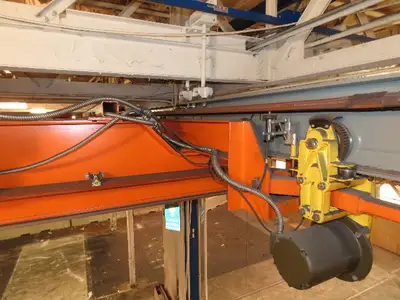 Cleveland Tramrail P&H 15 Ton Double Girder Underhung Bridge Crane 34' 10" Span