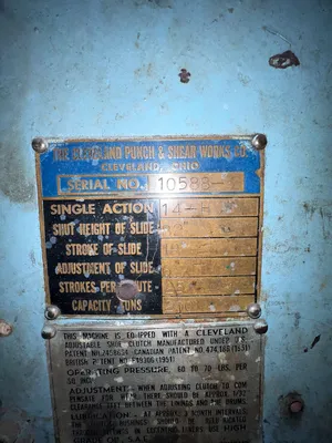 1956 CLEVELAND 14H-200 Gap Frame (OBS) Presses | Universal Press & Machinery (UPM) (8)