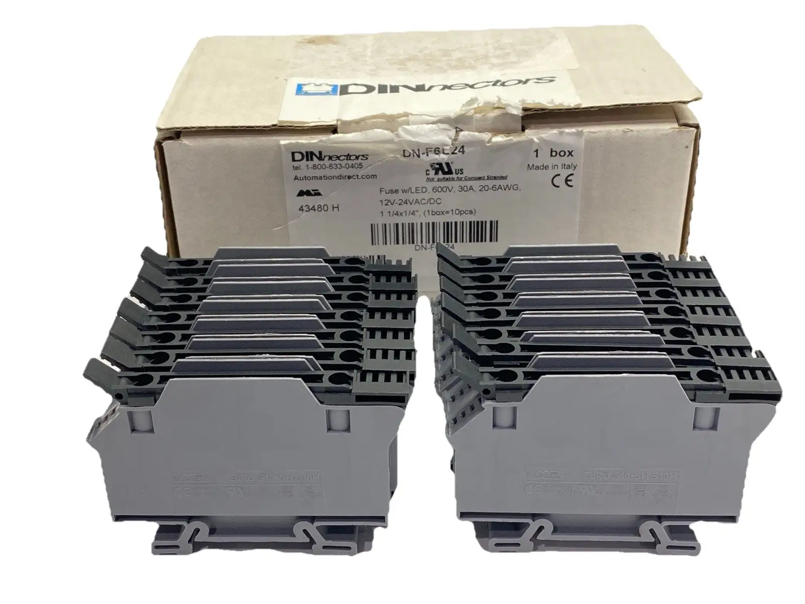 DN-F6L24 | DINnector  Circuit Protection Terminal Block 30A 24V LOT OF 14 - New Other