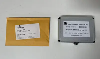 NEW OHAUS 80850110 WEIGH SET, ASTM6,500MG-1MG,CYL W/ TROEMNER 1G SS ECON 61013S