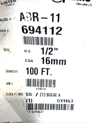 USED ELECTRI-FLEX FLEXIBLE CONDUIT 1/2" ALUMINUM 100FT