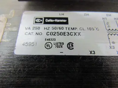 Cutler Hammer C-H C0250E3CXX 30312R 250VAC Control Transformer 50/60 Hz