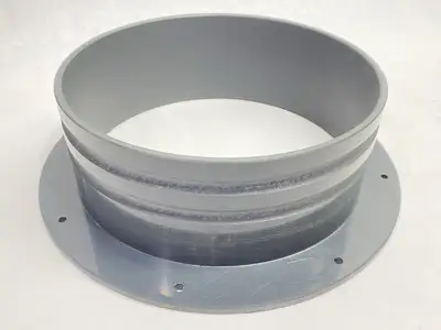 USED RENCO 8" PVC ROUND PORT W/ PLATE, GASKET & HARDWARE