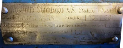 (5) Westfalia SAMR 5036 clarifier centrifuges, 316SS.