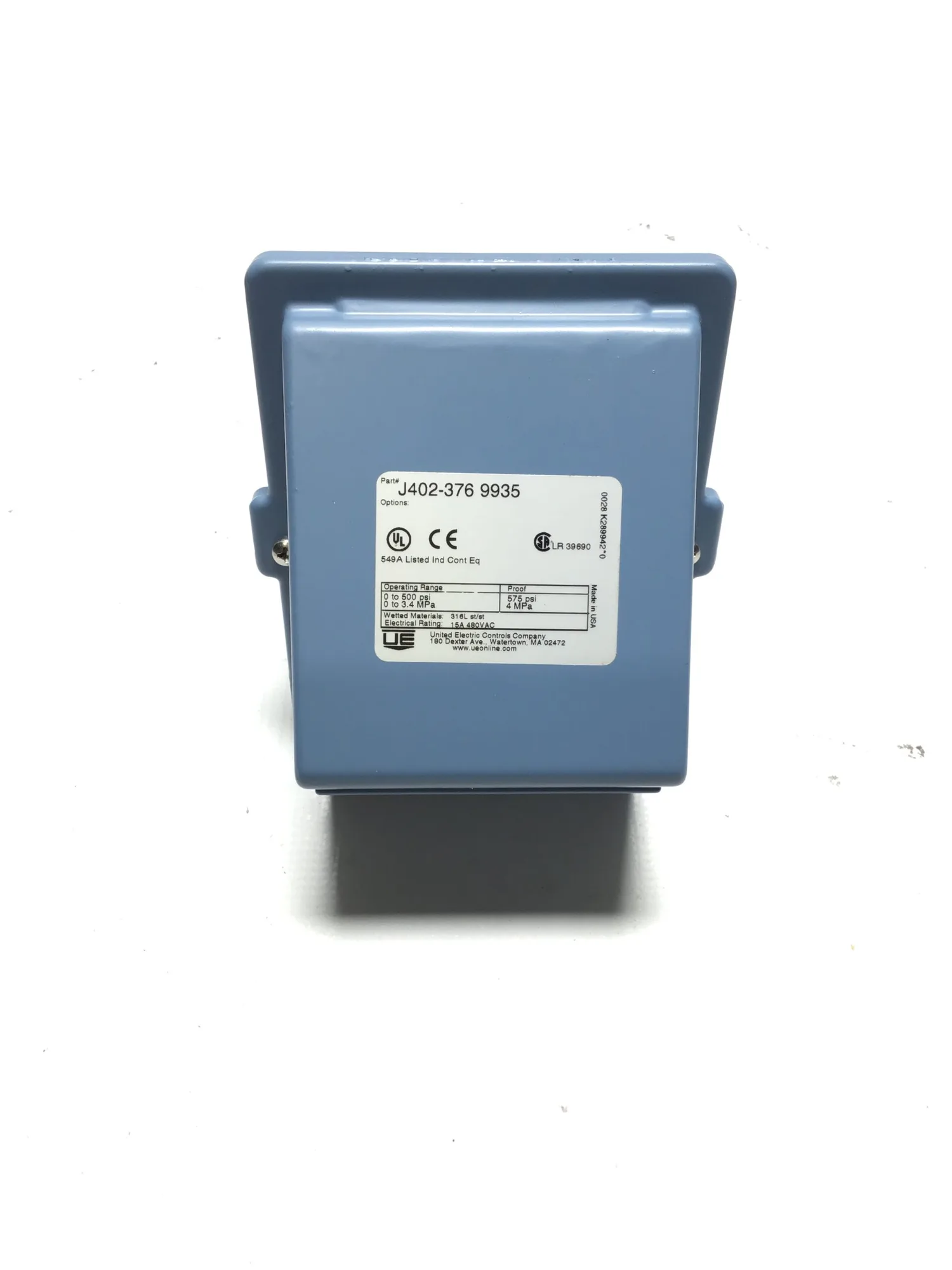 United Electric Controls J402-376 9935 Pressure Switch 0-500 PSI 0-3.4 MPa