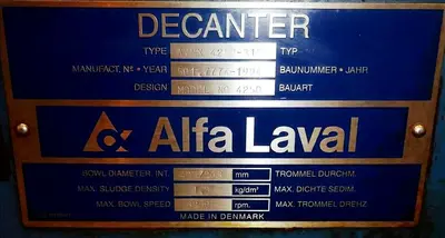 Alfa-Laval AVNX 426B-31G (PM-36,000) decanter centrifuge, 316SS.
