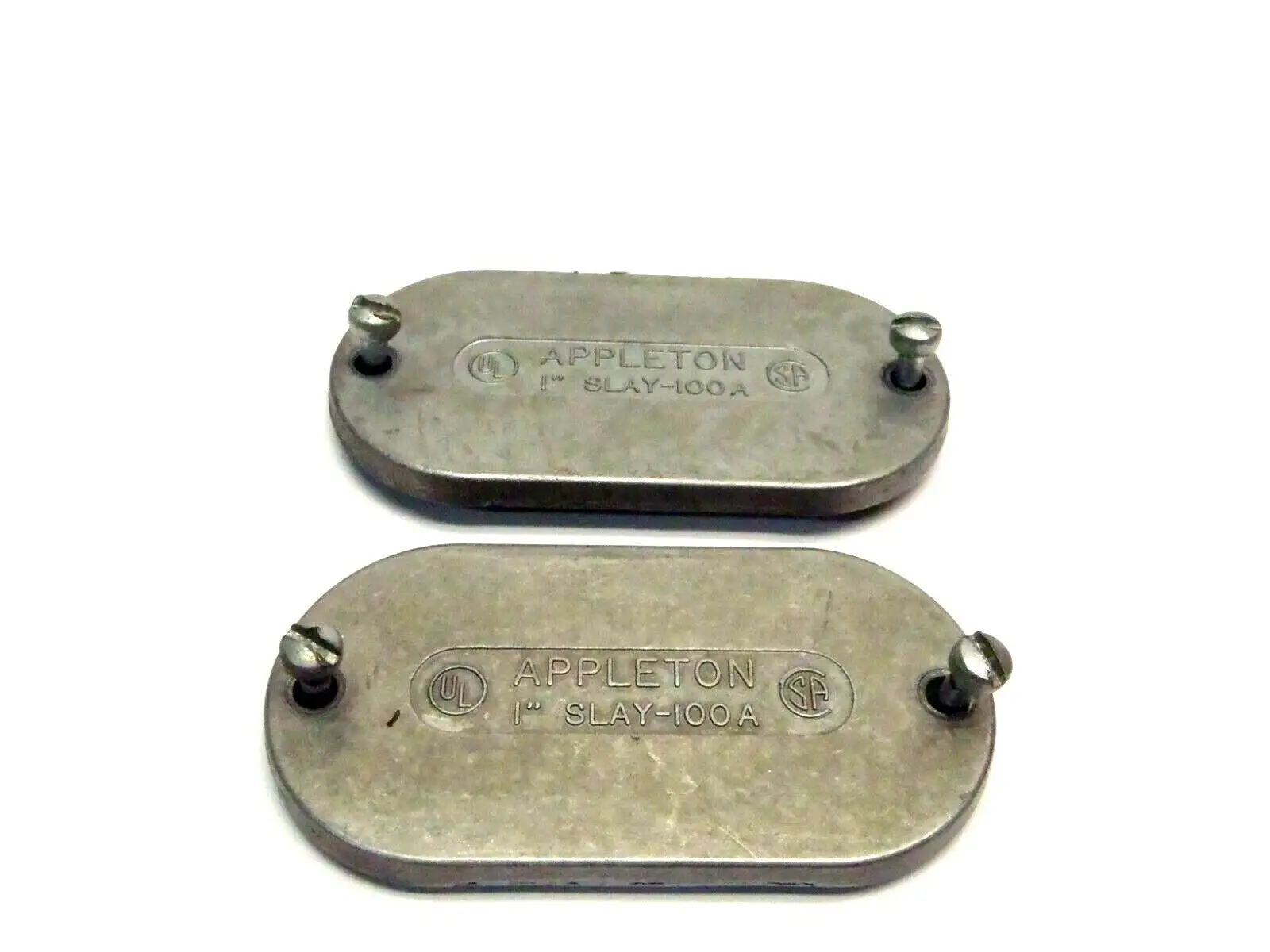 USED APPLETON ELECTRIC 1 INCH WEDGE LOK CAST COVER GRAYLOY-IRON