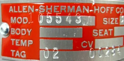 NEW ALLEN SHERMAN HOFF 105543 DIAPHRAGM VALVE SIZE 3/4 EF8320G184PMS