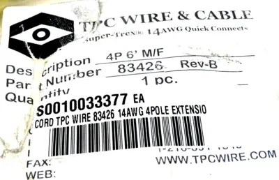 NEW TPC WIRE & CABLE 83426 REV B 4P 6 M/F