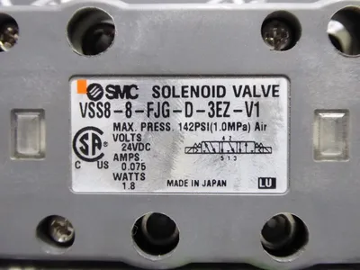 SMC VSS8-8-FJG-D-3EZ-V1 Solenoid Valve 142PSI Used