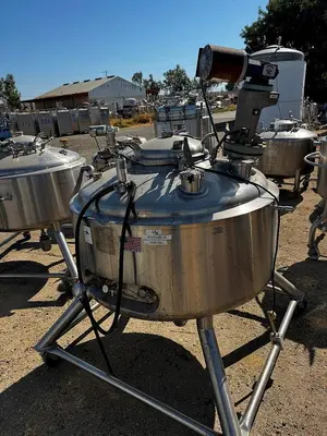 Tank, 181 Gallon, 316 Stainless Steel, Jacketed, Agitated, 32 PSI, Full Vacuum, #5991495