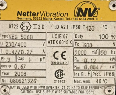New | in-Stock Netter Vibration NEG-5060 Motors (misc) Michigan US | SB Industrial Supply #1210491