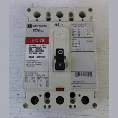 Cutler Hammer 3 Pole 15 Amp HFD Breaker
