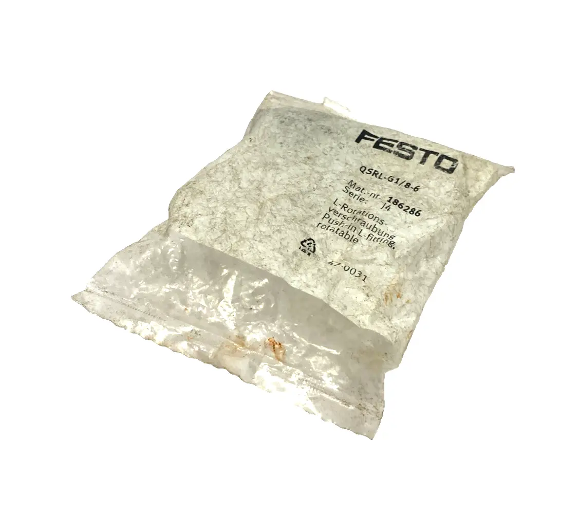 QSRL-G1/8-6 | Festo  Push-In L-Fitting, Rotatable G1/8" Male Thread 6mm Tube 186286 - New
