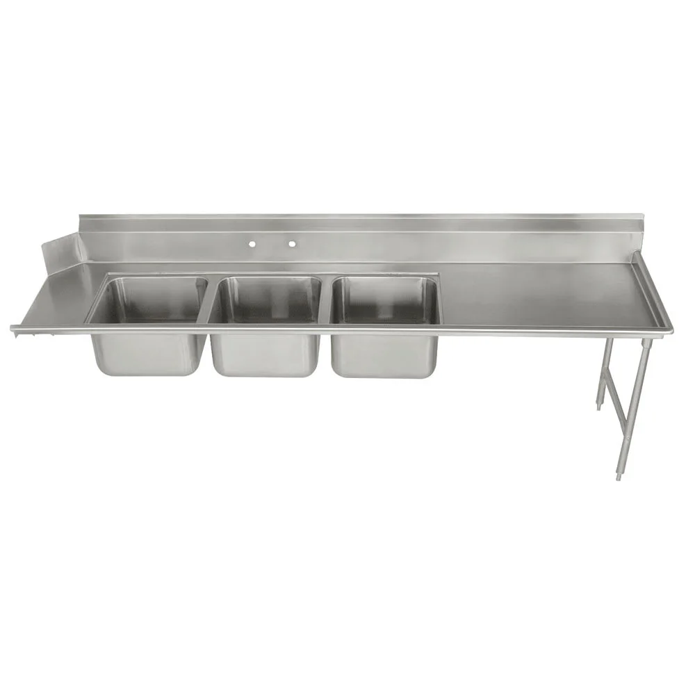 Advance Tabco DTC-3-1620-96R Dish Table - (3) 16" x 20" x 12" Bowls, 35" Right Drainboard, 16 ga 304 Stainless