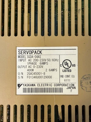Yaskawa SGDA-04AS 1 PH Servopack 200-230Vac 6.0A (1.5.1)