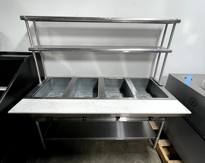 72-0387 Eagle SHT4-NG Natural Gas 4-Well Hot Bar with Overshelf