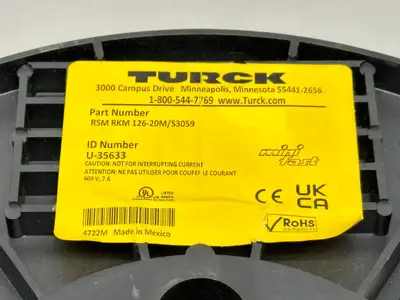 New | in-Stock Turck RSM RKM 126-20M/S3059, U-35633 Connector Accessories Michigan US | Maverick Industrial Sales #1456716