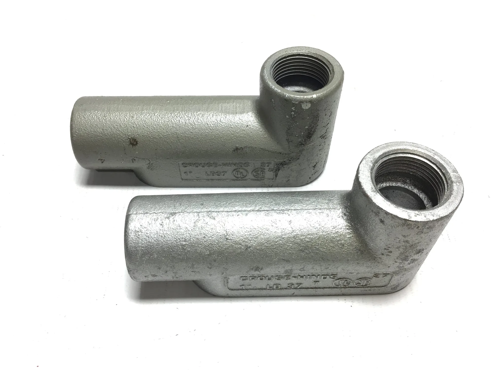 Crouse-Hinds LB 37 Condulet Iron Body 1 in Conduit Fitting Max 3 Wire No.4 (Lot of 2)