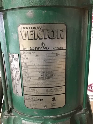 Lightnin Vektor V9055 with Ultramix Motors ID X00X270111-7S RPM 1725 Hz60