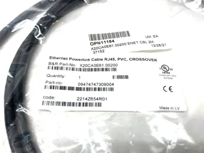 NEW B&R AUTOMATION ETHERNET POWERLINK CROSSOVER CABLE 2X RJ45