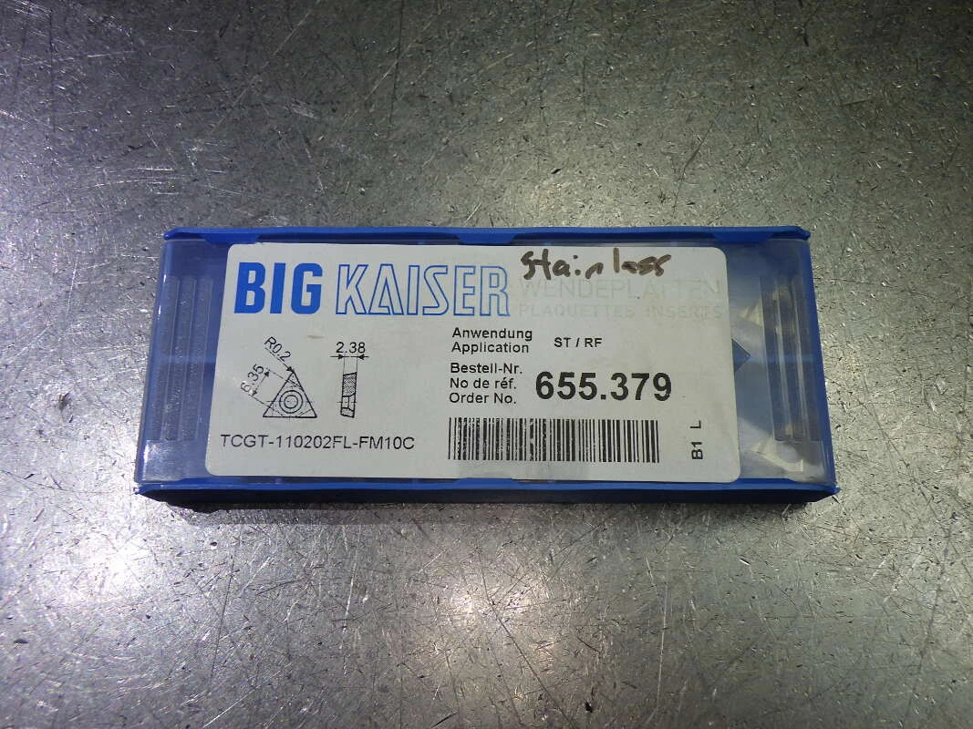 Kaiser Carbide Inserts QTY10 TCGT-110202FL-FM10C / 10.655.379 (LOC2862B)