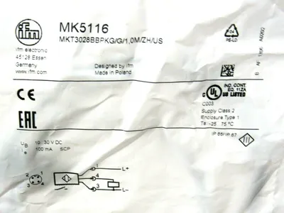 NEW IFM EFECTOR MKT3028BBPKG / G / 1,0M / ZH / US SENSOR MK5116