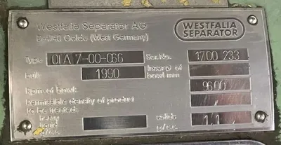 Westfalia OTA 7-00-066 oil purifier, 316SS.