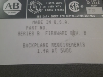 USED Allen-Bradley 1771-0FE2 B  Firmware B Series B   +