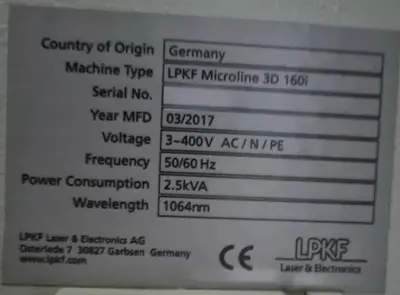 USED 2017 LPKF  LASER &  ELECTRONICS  - FUSION  GERMANY LPKF FUSION 3D 1500