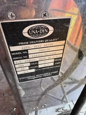 Una-Dyn UDC-30 Auto Mini Dryer S/N: 152314.01-1196