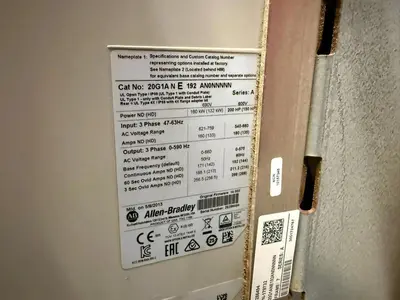 200 HP ALLEN BRADLEY POWERFLEX 755 DRIVE CAT. 20G1ANE192AN0NNNNN 600V