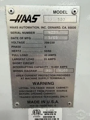 USED 2005 HAAS MDC-500
