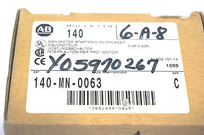 2 NEW ALLEN BRADLEY 140-MN-0063 CIRCUIT BREAKER SER. C 140MN0063