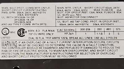 USED Siemens Siemens 3RV2021-1GA10