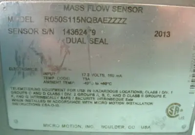 USED Micro Motion R050 S115NQBAEZZZZ