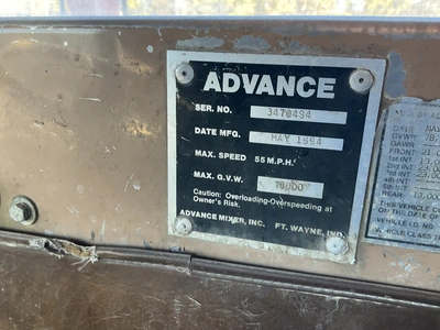 Used 1994 ADVANCE MIXER Concrete Mixer Trucks Michigan US | Miedema Asset Management Group #1579102