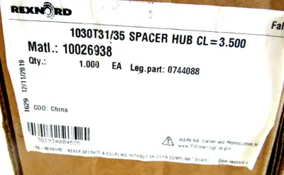 NEW REXNORD 0744088 SPACER HUB 1030T31/35 CL=3.500 10026938